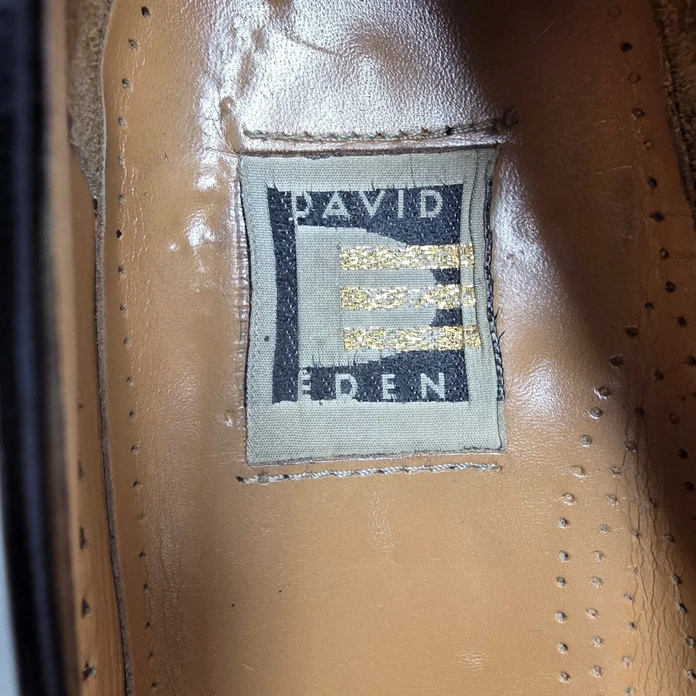 David Eden Loafers Mens 9 Black Crocodile Leather Exotic Penny Moccasin Good